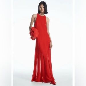 COS Pleated Racer-Neck Maxi Dress